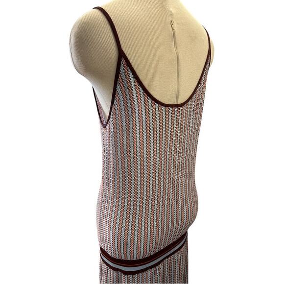 Tory Burch Knit Tank Dress Pre Fall 2016 Sz L Blue White Brown Orange Boho Retro - Picture 5 of 14